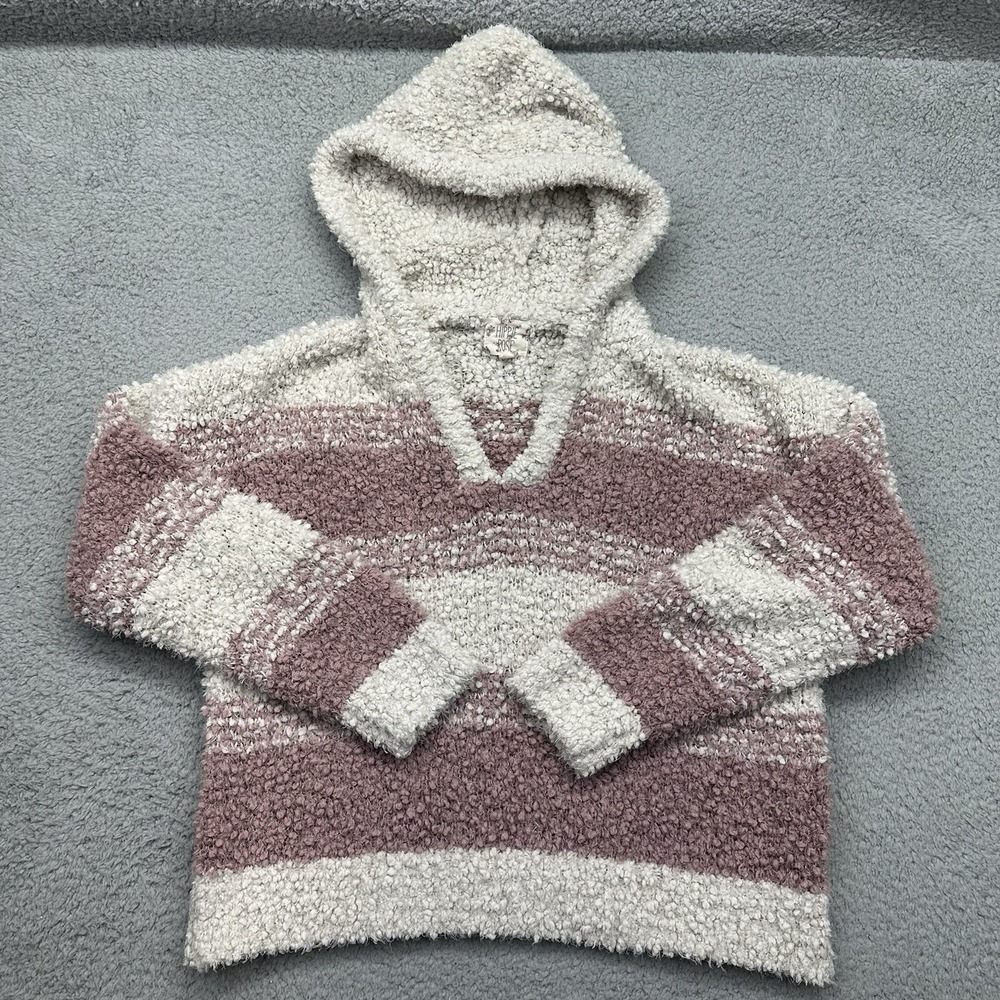 HIPPIE ROSE Women's Medium 1S24384 Colorblock Popcorn Knit V-Neck Hoodie Sweater